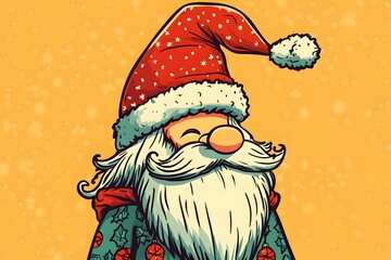 christmas card with santa claus on vibrant orange background