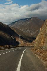 Highway high in the wild mountains