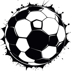 Soccer ball vector black silhouette print design