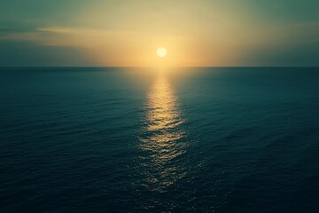 Naklejka premium Serene Sunset Over Calm Ocean Waters