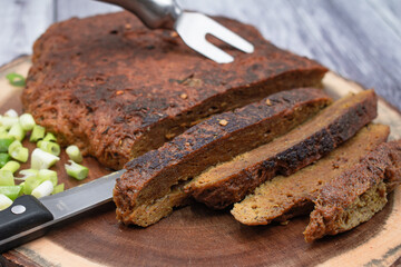 Vegan steak made of gluten and spices