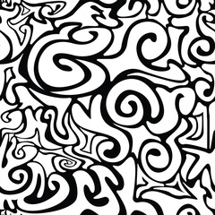 Seamless pattern with abstract silhouette organic white shapes. Flat background minimalist boho style. Wavy liquid distorted shapes vector ilustration