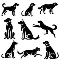 Black and White Dog Silhouette Collection: Canine Designs for All Breeds