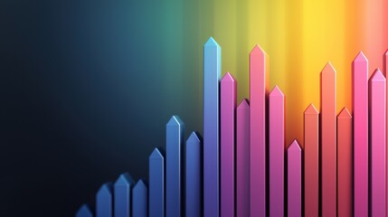 Obraz premium Colorful Abstract Bar Graph Visualizing Data Trends with Dynamic Gradient Background for Use in Financial and Business Presentations or Infographics