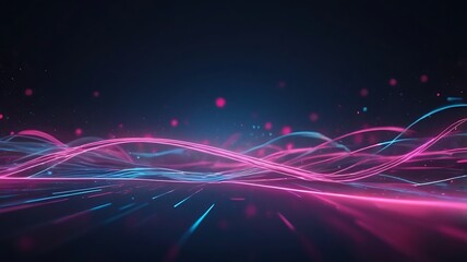 Fototapeta premium abstract background with pink blue glowing neon lines and bokeh lights. Data transfer concept. Digital wallpaper,