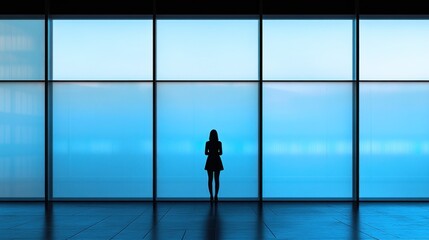 Fototapeta premium Silhouette of a Woman by a Window