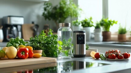 Smart hydration tools enhancing healthy living in modern kitchen