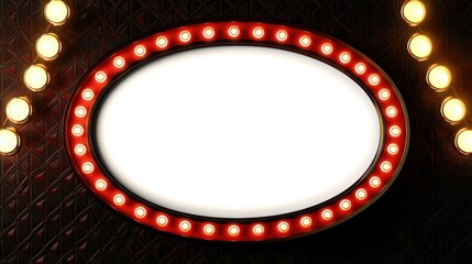 Clean, vintage marqueestyle sign with an empty white center and lightlined red border, great for advertising or creative presentations