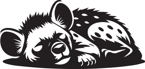 Obraz premium A sleepy hyena lying on the ground vector silhouette design