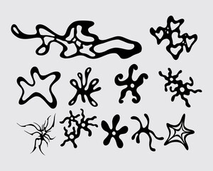 Abstract tribal sigilism symbol clip art collection acid y2k brutalist streetwear design collection vector ink tattoo isolated editable
