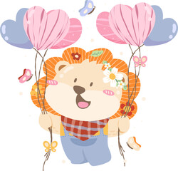 Cute little lion king and butterfly elements