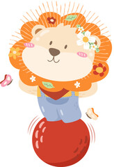 Cute little lion king and butterfly elements