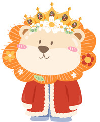 Cute little lion king and butterfly elements