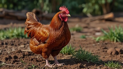 Fototapeta premium PNG Illustration of a Red Adult Hen: Poultry Animal Design