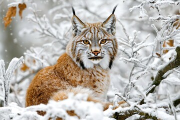 Majestic Lynx in a Snowy Winter Landscape