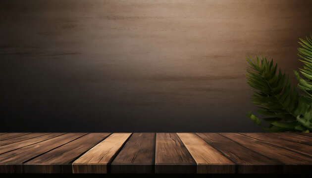 Wooden planks arranged in a rustic pattern against a dark background create a cozy atmosphere for interior decor