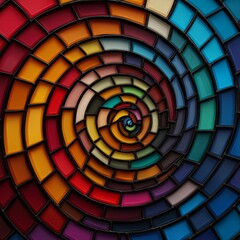 Fototapeta premium A vibrant, swirling mosaic of colored tiles creates a mesmerizing pattern, perfect for designs and creative projects.