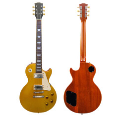 Electric guitar front and back isolated on white background, PNG.
