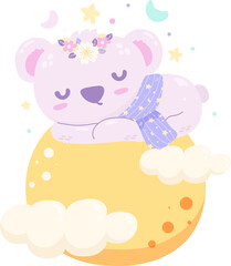 Cute little baby koala bear is sleeping elements