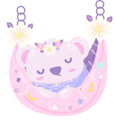 Cute little baby koala bear is sleeping elements