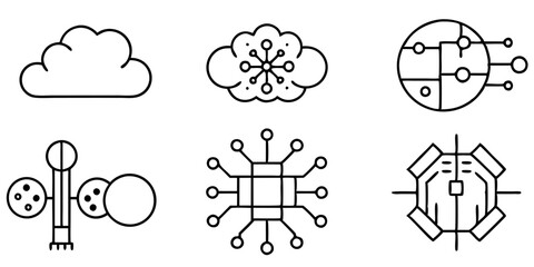 Cloud Computing and Network Icons: Technology and Data