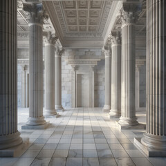 Obraz premium Classic columns pillars white marble. Athens Greece Academy neoclassical building entrance colonnade. Classical pillars in a row.