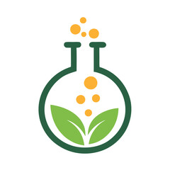 Creative Beaker Lab Herbal Logo Vector Design for Natural Products.