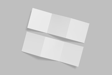 Square Z fold Brochure 3D illustration for mockup