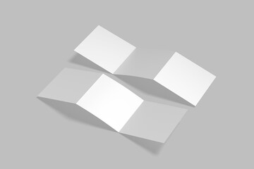 Square Z fold Brochure 3D illustration for mockup
