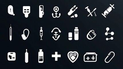 Comprehensive Medical Icon Set Showcasing Essential Healthcare Elements and Tools