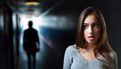 Obraz premium Junge Frau wird verfolgt