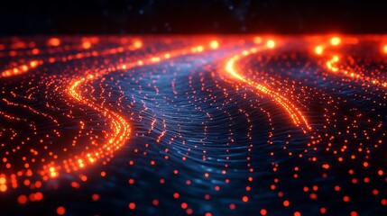 Obraz premium Artistic look the digital landscape with vibrant pathways symbolic data nodes and conceptual representations of tech innovation