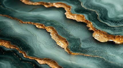A close-up of a textured surface with green and gold patterns resembling natural stone.