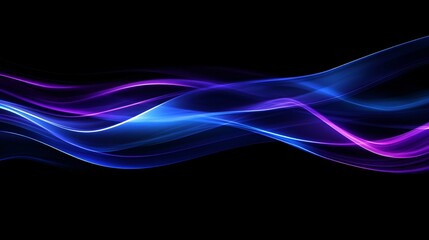 3d neon purple and violet flowing neon light rays waves and lines on black background. Digital data structure. Futuristic minimal abstract backdrop for design. Color of 2025 year