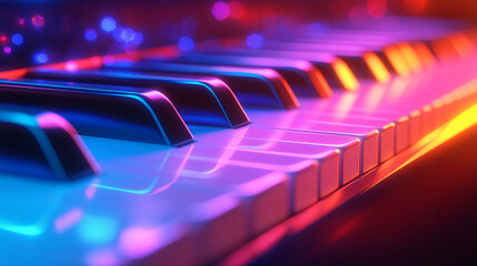 piano keyboard with blurred background showcasing the keys in focus and a sense of depth, evoking music, melody, and artistry in a serene atmosphere