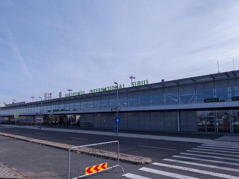 3 nobember 2024, Sibiu, Romania. View on the facade of the sibiu international airport building. Travel theme.