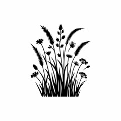 Hand drawn wild flower silhouette