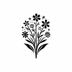 Hand drawn wild flower silhouette