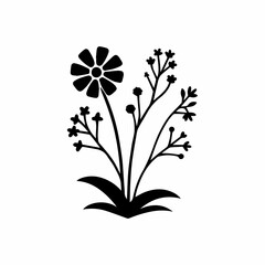 Hand drawn wild flower silhouette