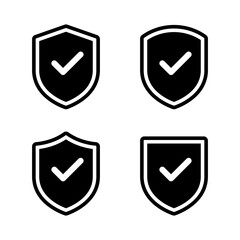 Shield guard with check mark icon set. Defense, security with checkmark sign symbol © ElsaNur