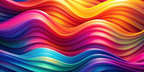 Fototapeta premium Vibrant Abstract Waves of Color, 3D, Gradient, Abstract art, Abstract background, Colorful