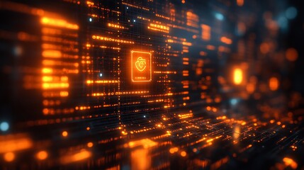 Obraz premium Conceptual art of ethical hacking visual elements like glowing code lines digital locks network connections representing cybersecurity defense