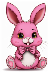 Cute pink rabbit with bow tie