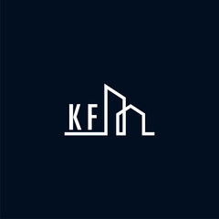 KF initials a sleek and modern logo showcases abstract architectural shapes, emphasizing creativity and innovation in building design against a dark background