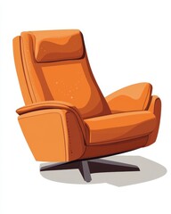 Modern recliner illustration featuring plush upholstery and an ergonomic design on a white background, perfect for furniture concepts.