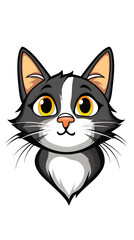 Fototapeta premium Smiling cartoon kitty sitting with a mouse, a cute and funny feline character
