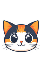 Fototapeta premium Smiling cartoon kitty sitting with a mouse, a cute and funny feline character