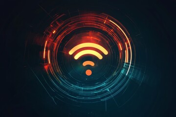 Flat icon representation of wireless internet signal for applications and digital platforms