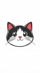 Smiling cartoon kitty sitting with a mouse, a cute and funny feline character