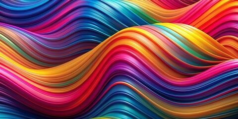 Abstract Rainbow Waves, 3D Rendering, Colorful Pattern, Abstract Background, Digital Art, Motion Design, Graphic Design